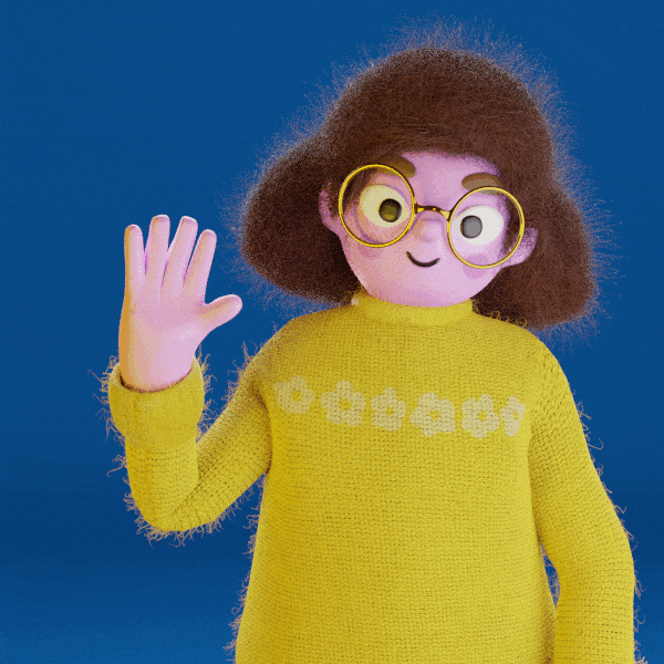 3D animated avatar of Emma smiling and waving